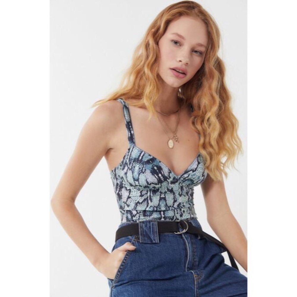 Urban Outfitters Blue Snakeprint Bodysuit